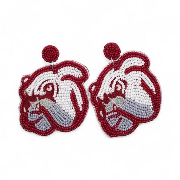 Hail State Bulldog Beaded Earrings/Mississippi State Earrings/Game Day Earrings - Picture 1 of 2